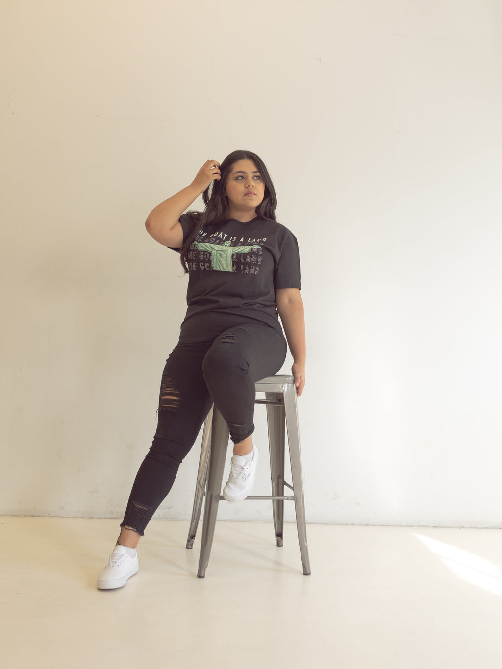 The Goat Is A Lamb - Christ The Redeemer Black Champion T-Shirt