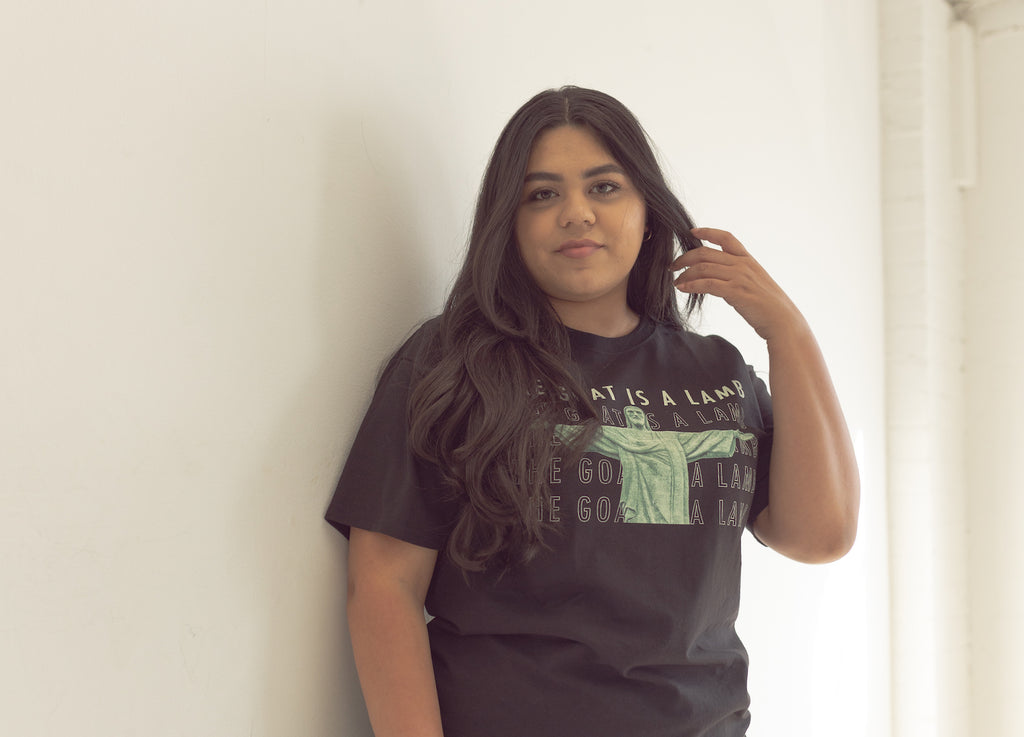 The Goat Is A Lamb - Christ The Redeemer Black Champion T-Shirt