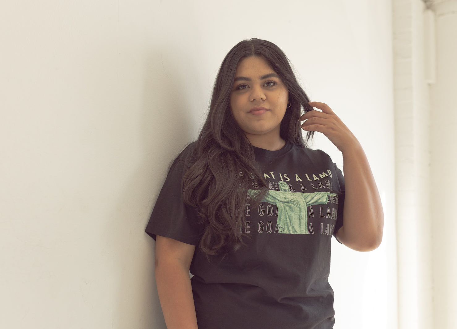 The Goat Is A Lamb - Christ The Redeemer Black Champion T-Shirt