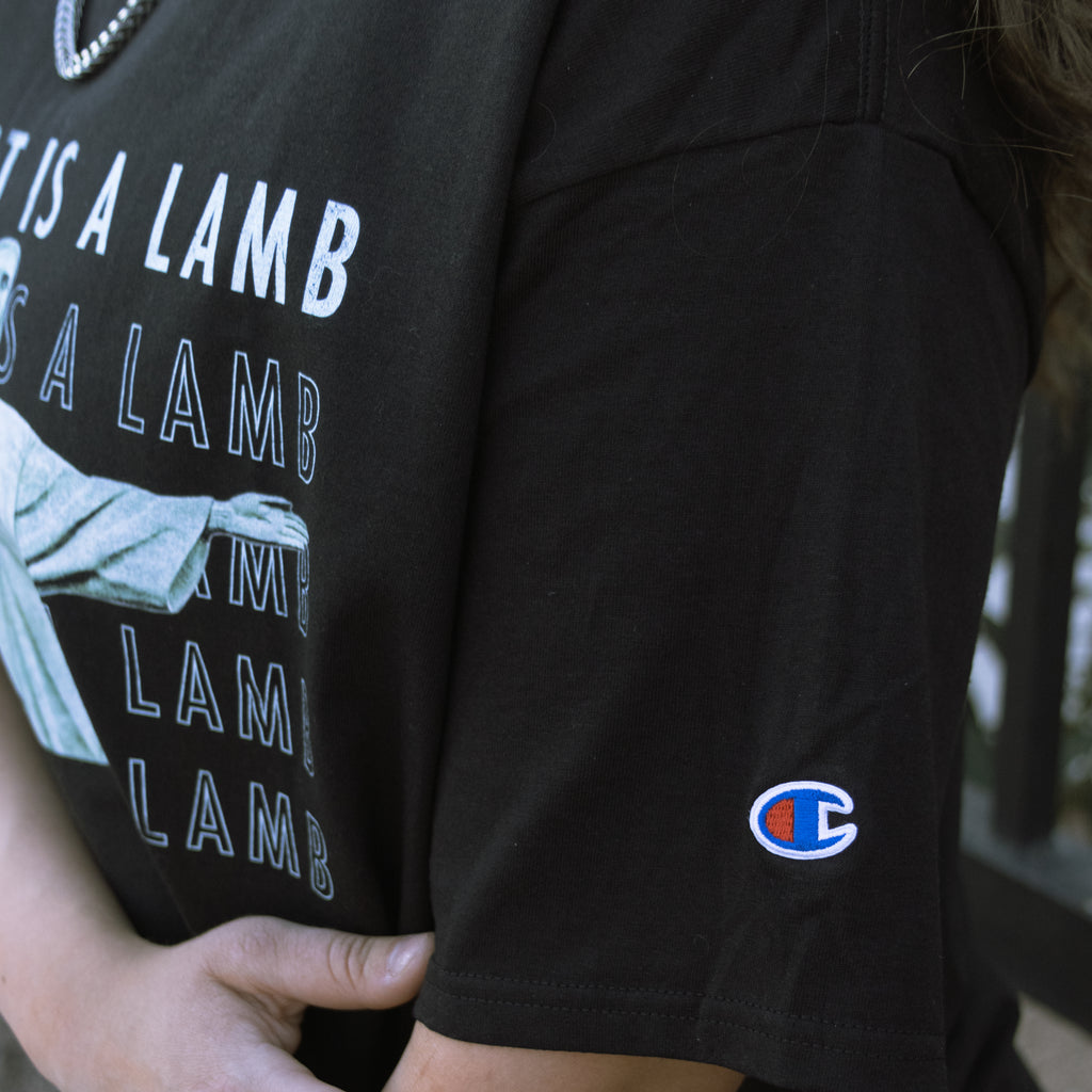 The Goat Is A Lamb - Christ The Redeemer Black Champion T-Shirt